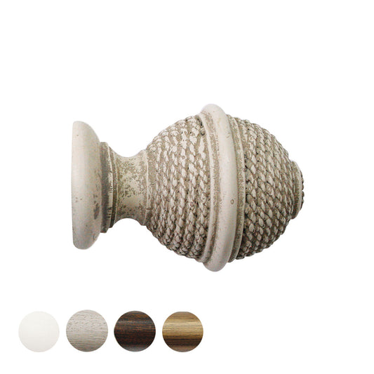 Jones Hardwick Woven Rope 40mm Wooden Curtain Pole Finial - Putty