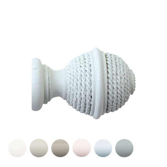 Jones Seychelles Woven Rope 40mm Wooden Curtain Pole Finial - Mist