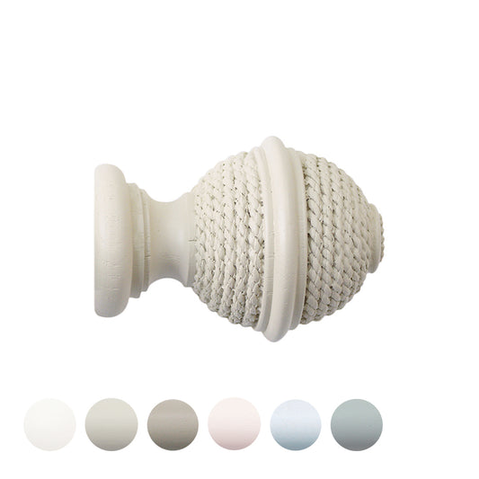Jones Seychelles Woven Rope 40mm Wooden Curtain Pole Finial - Sand