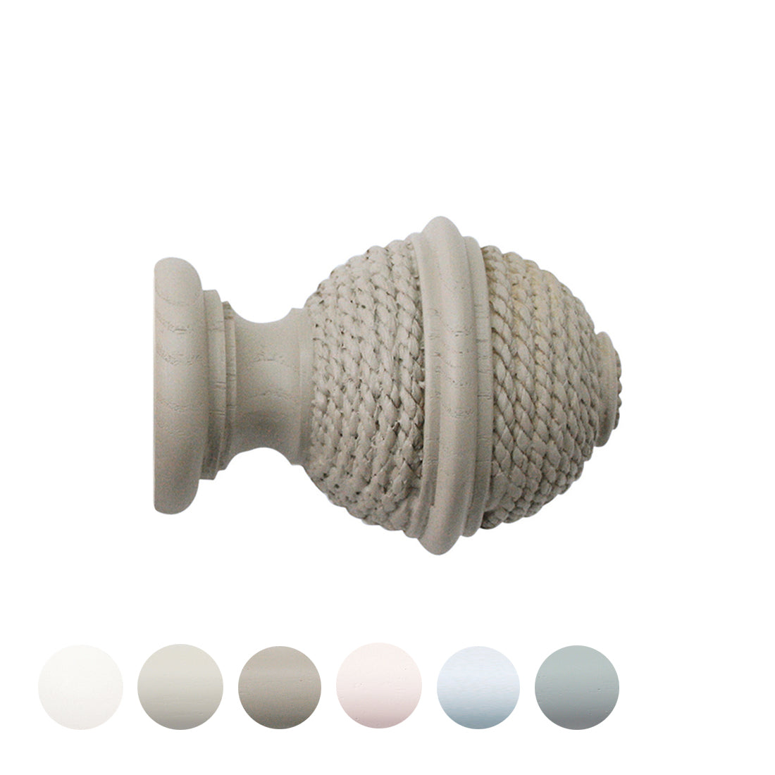Jones Seychelles Woven Rope 40mm Wooden Curtain Pole Finial - Truffle