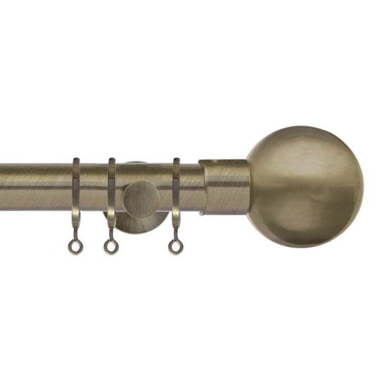 Jones Lunar Sphere 28mm Metal Curtain Pole - Burnished Brass