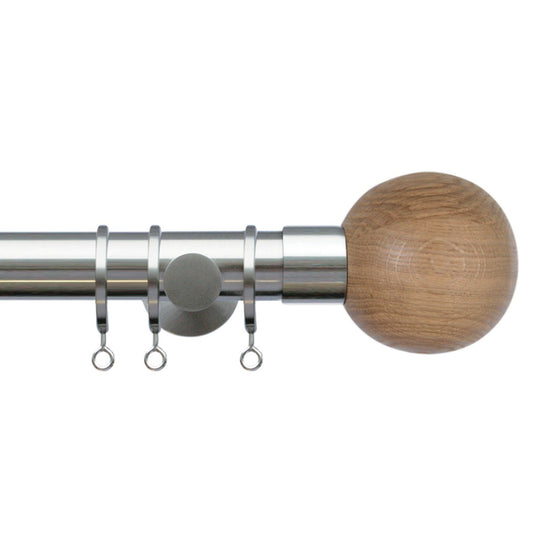 Jones Lunar Oak Sphere 28mm Metal Curtain Pole - Matt Nickel