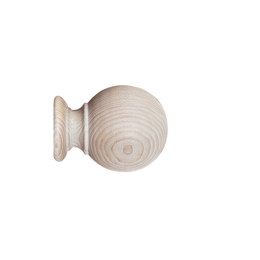 Jones Oakham Ball 50mm Wooden Curtain Pole Finial - Limed