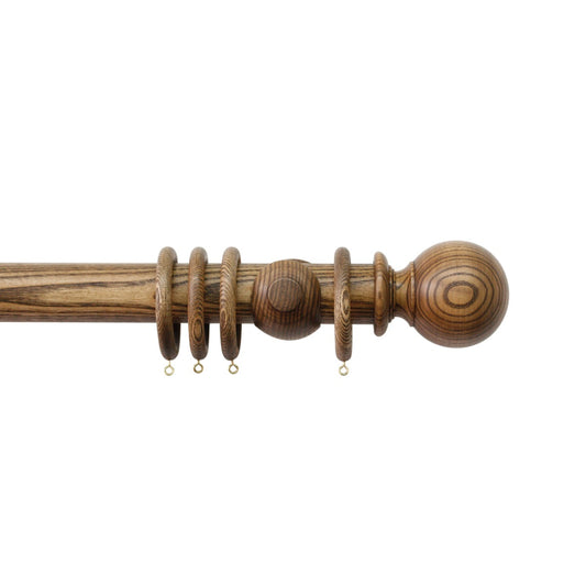 Jones Oakham Ball 50mm Wooden Curtain Pole - Light Oak