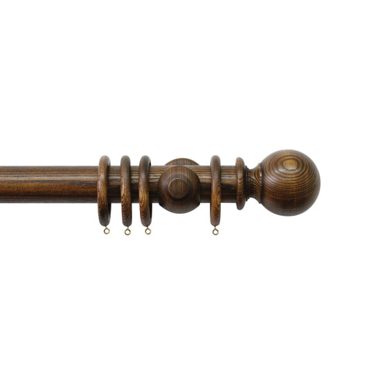 Jones Oakham Ball 50mm Wooden Curtain Pole - Medium Oak
