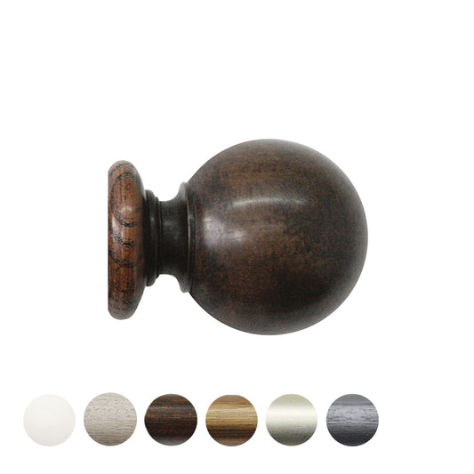 Jones Florentine Ball 48mm Wooden Curtain Pole Finial - Oak