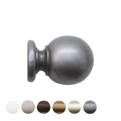 Jones Florentine Ball 48mm Wooden Curtain Pole Finial - Pewter