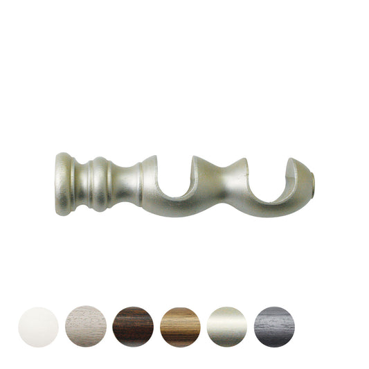 Jones Hardwick/Florentine 40/48mm Wooden Curtain Pole Double Bracket - Champagne Silver