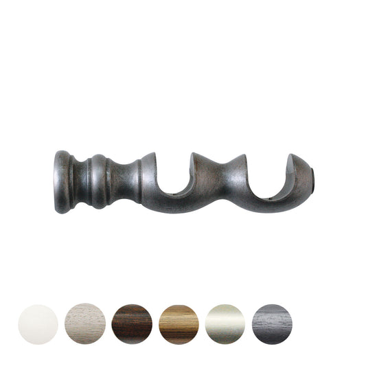 Jones Hardwick/Florentine 40/48mm Wooden Curtain Pole Double Bracket - Pewter