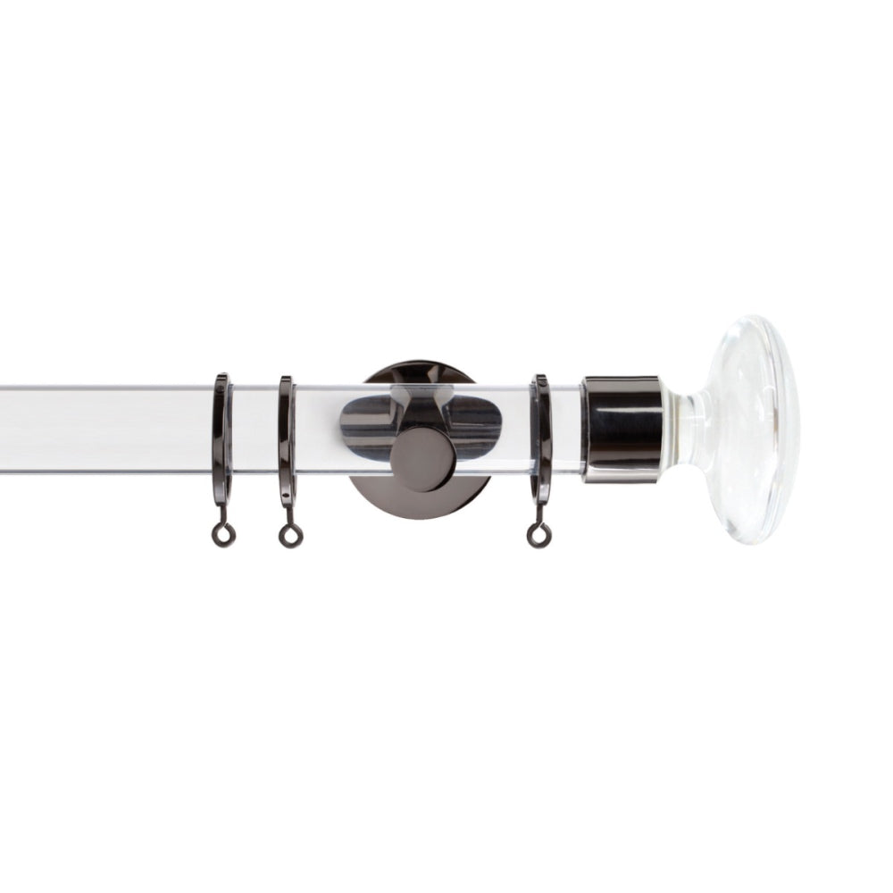 Jones Strand 35mm Metal Curtain Pole 7cm Bracket - Black Nickel