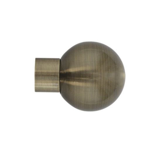 Jones Strand Ball 35mm Metal Curtain Pole Finials (Pair) - Burnished Brass