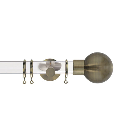 Jones Strand Ball 35mm Metal Curtain Pole Finials (Pair) - Burnished Brass