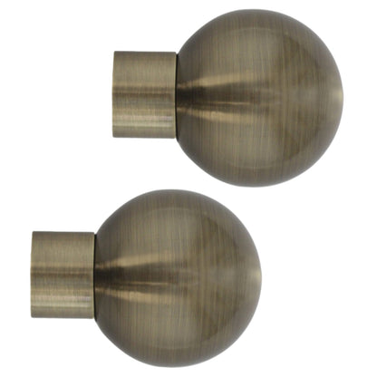 Jones Strand Ball 35mm Metal Curtain Pole Finials (Pair) - Burnished Brass