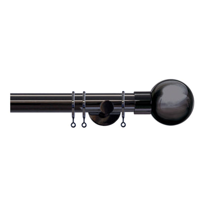 Jones Strand Ball 35mm Metal Curtain Pole Finials (Pair) - Black Nickel