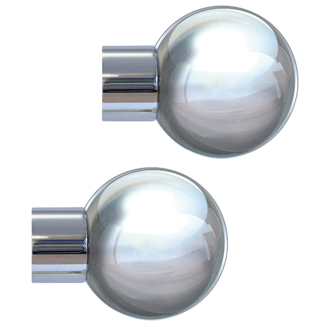 Jones Strand Ball 35mm Metal Curtain Pole Finials (Pair) - Chrome