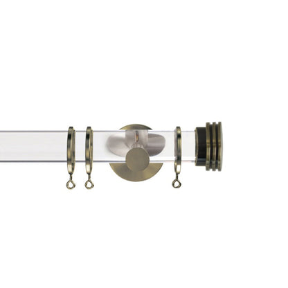 Jones Strand Ribbed End Stop 35mm Metal Curtain Pole Finials (Pair) - Burnished Brass