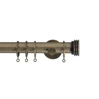 Jones Strand Ribbed End Stop 35mm Metal Curtain Pole Finials (Pair) - Burnished Brass