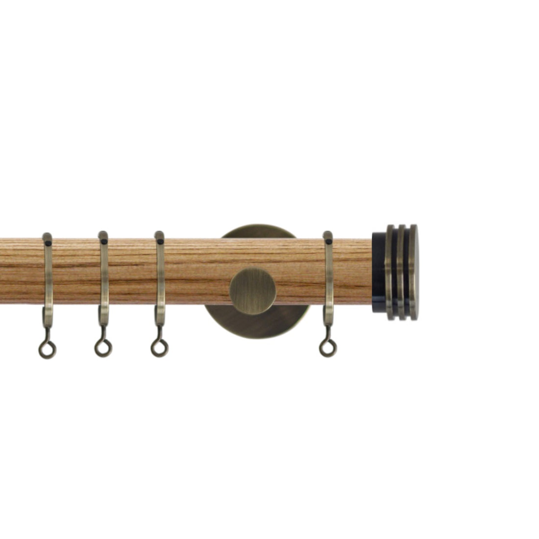 Jones Strand Ribbed End Stop 35mm Metal Curtain Pole Finials (Pair) - Burnished Brass