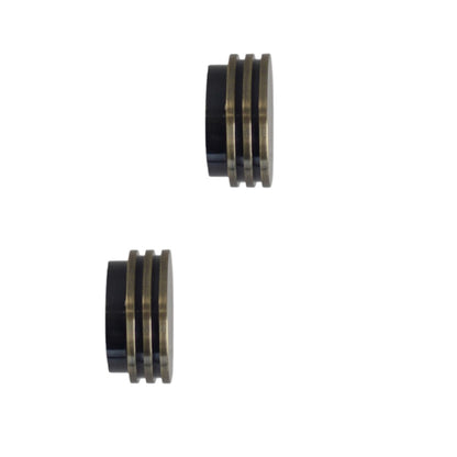 Jones Strand Ribbed End Stop 35mm Metal Curtain Pole Finials (Pair) - Burnished Brass