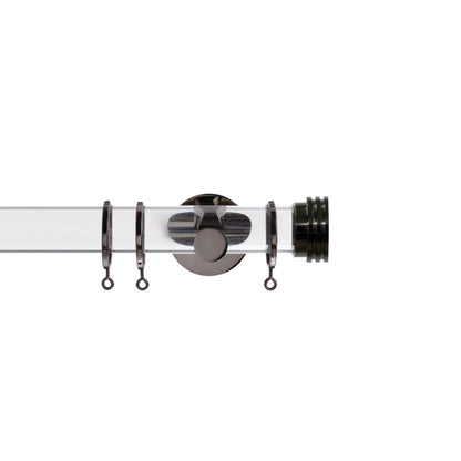 Jones Strand Ribbed End Stop 35mm Metal Curtain Pole Finials (Pair) - Black Nickel