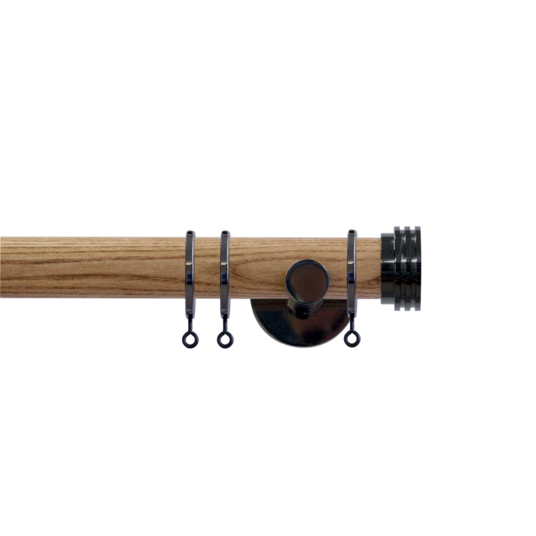 Jones Strand Ribbed End Stop 35mm Metal Curtain Pole Finials (Pair) - Black Nickel