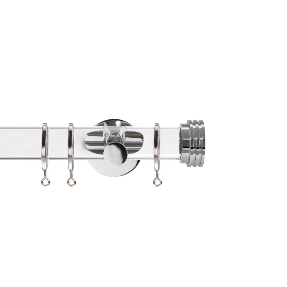 Jones Strand Ribbed End Stop 35mm Metal Curtain Pole Finials (Pair) - Chrome