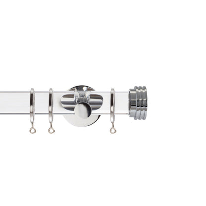 Jones Strand Ribbed End Stop 35mm Metal Curtain Pole Finials (Pair) - Chrome