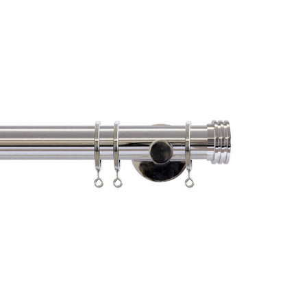 Jones Strand Ribbed End Stop 35mm Metal Curtain Pole Finials (Pair) - Chrome