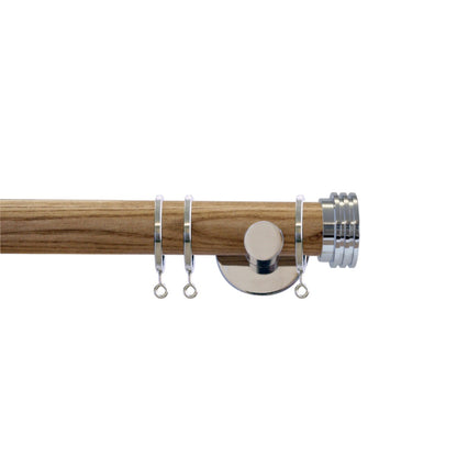 Jones Strand Ribbed End Stop 35mm Metal Curtain Pole Finials (Pair) - Chrome