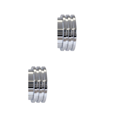 Jones Strand Ribbed End Stop 35mm Metal Curtain Pole Finials (Pair) - Chrome