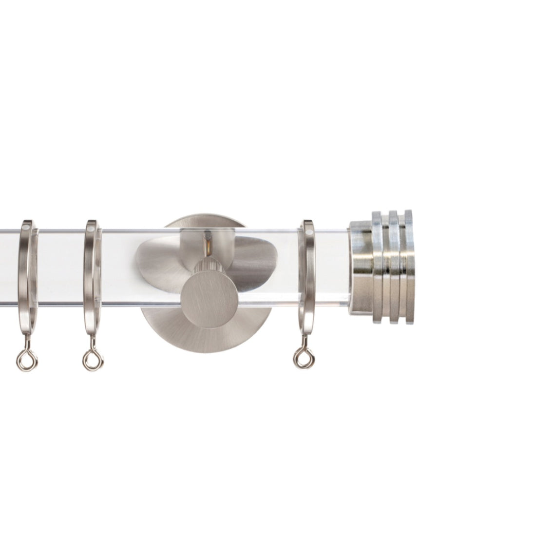 Jones Strand Ribbed End Stop 35mm Metal Curtain Pole Finials (Pair) - Matt Nickel