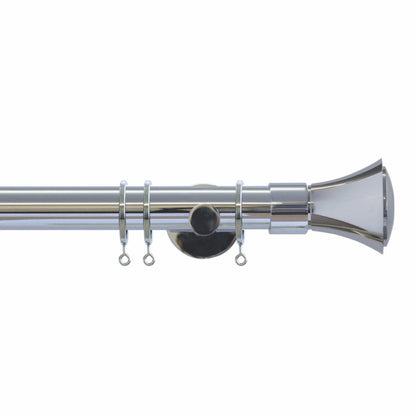 Jones Strand Cone 35mm Metal Curtain Pole Finials (Pair) - Chrome