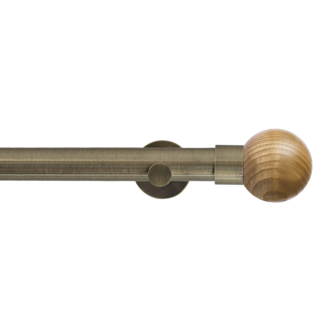 Jones Strand Ball 35mm Light Oak Curtain Pole Finials (Pair) - Burnished Brass