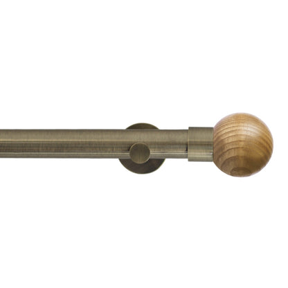 Jones Strand Ball 35mm Light Oak Curtain Pole Finials (Pair) - Burnished Brass