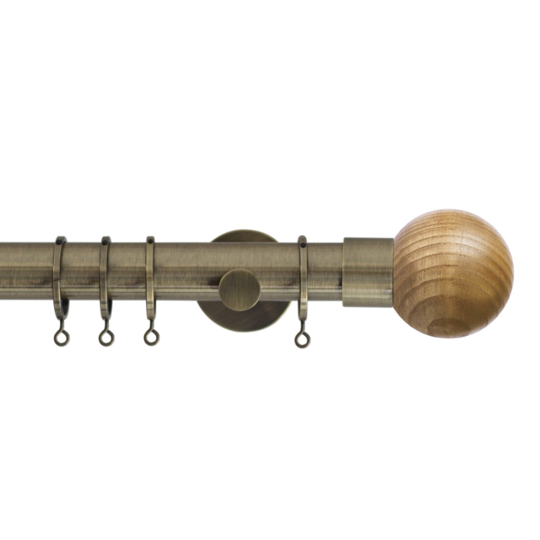 Jones Strand Ball 35mm Light Oak Curtain Pole Finials (Pair) - Burnished Brass
