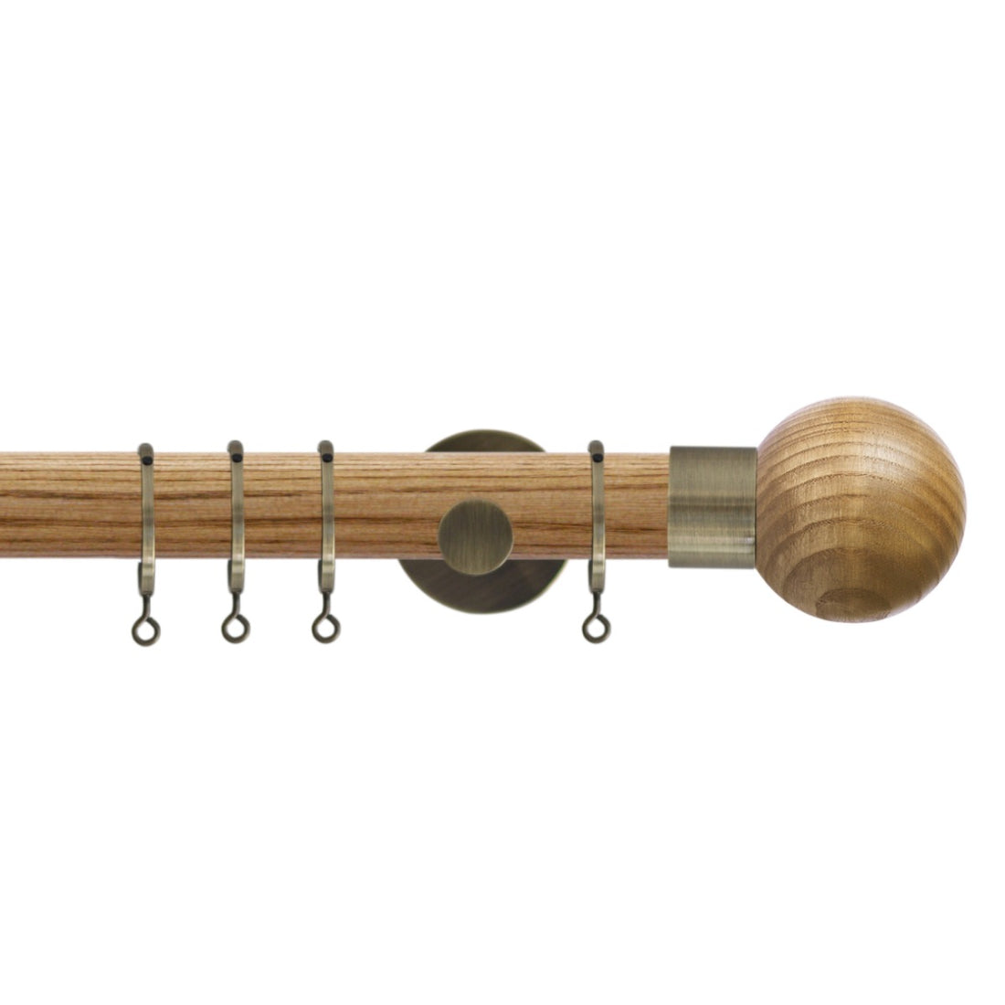 Jones Strand Ball 35mm Light Oak Curtain Pole Finials (Pair) - Burnished Brass