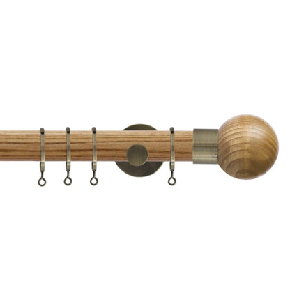Jones Strand Ball 35mm Light Oak Curtain Pole Finials (Pair) - Burnished Brass