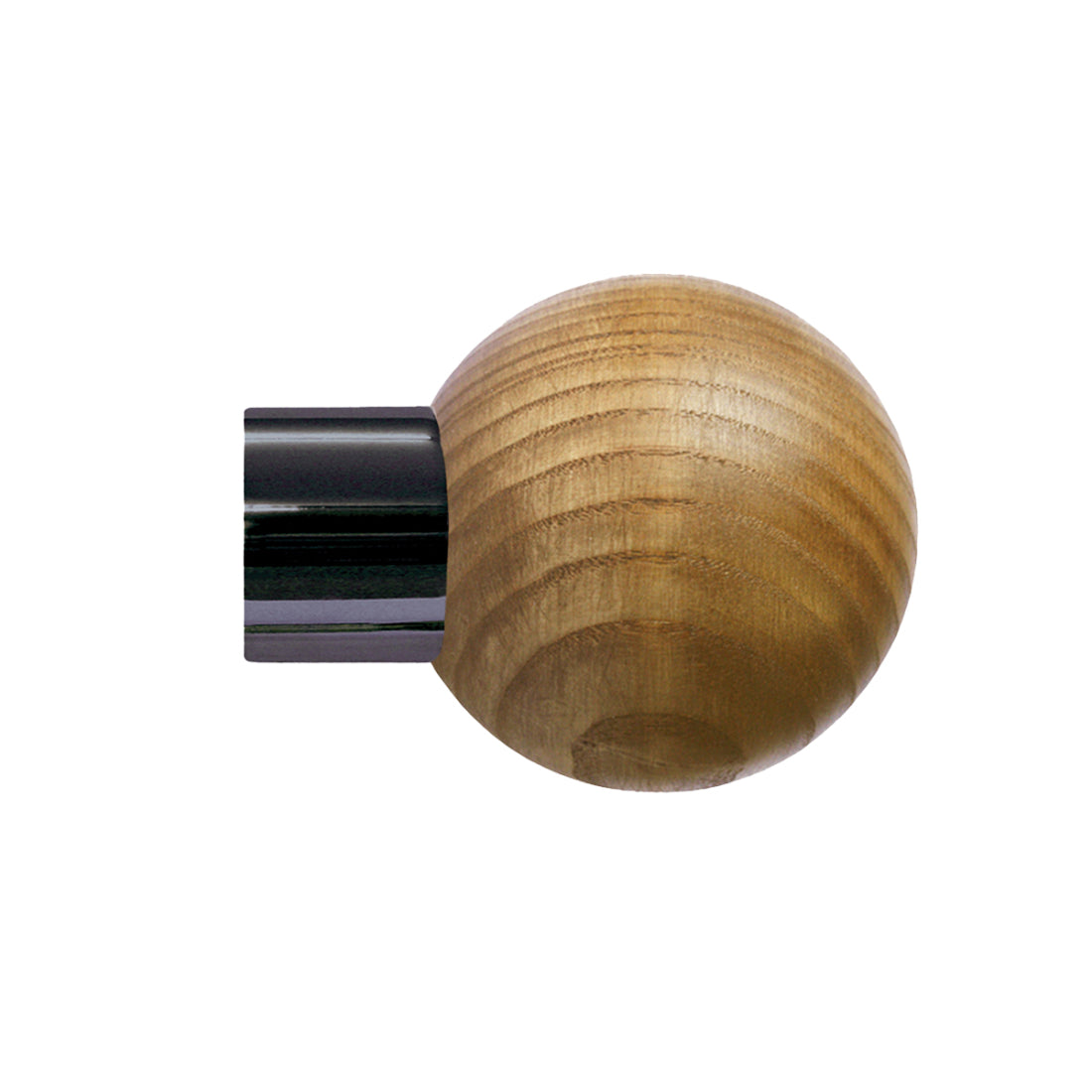 Jones Strand Ball 35mm Light Oak Curtain Pole Finials (Pair) - Black Nickel