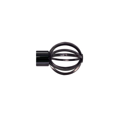 Jones Strand Cage 35mm Metal Curtain Pole Finials (Pair) - Black Nickel