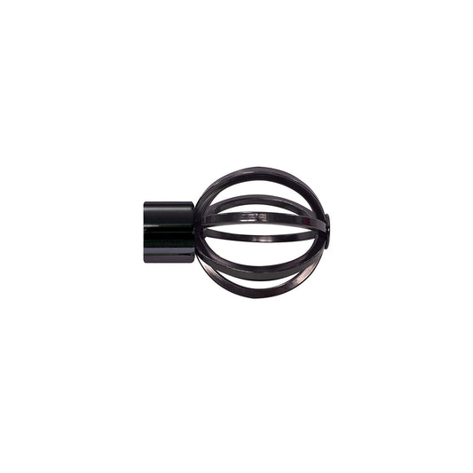 Jones Strand Cage 35mm Metal Curtain Pole Finials (Pair) - Black Nickel