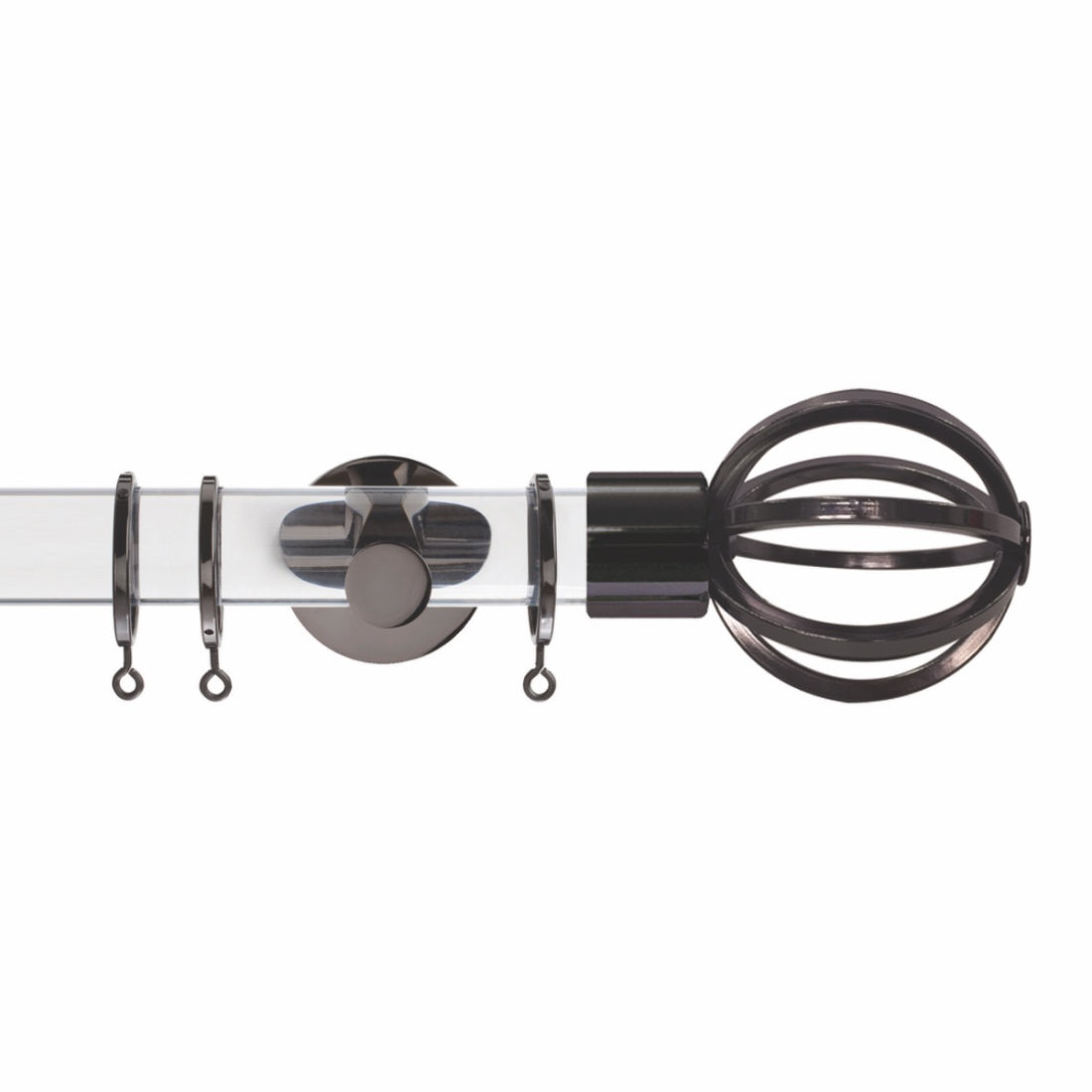 Jones Strand Cage 35mm Metal Curtain Pole Finials (Pair) - Black Nickel