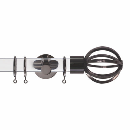 Jones Strand Cage 35mm Metal Curtain Pole Finials (Pair) - Black Nickel
