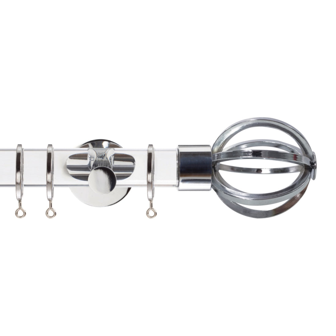 Jones Strand Cage 35mm Metal Curtain Pole Finials (Pair) - Chrome