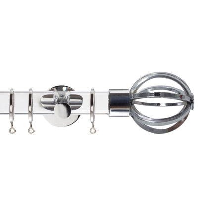 Jones Strand Cage 35mm Metal Curtain Pole Finials (Pair) - Chrome