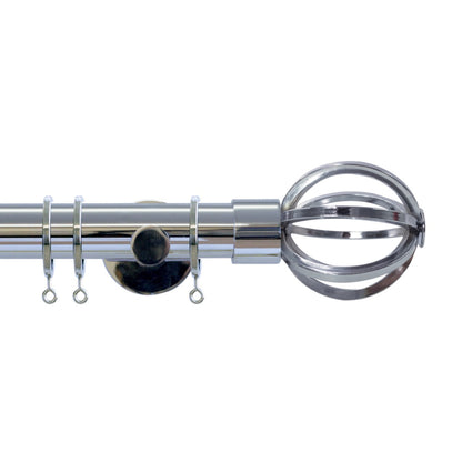 Jones Strand Cage 35mm Metal Curtain Pole Finials (Pair) - Chrome
