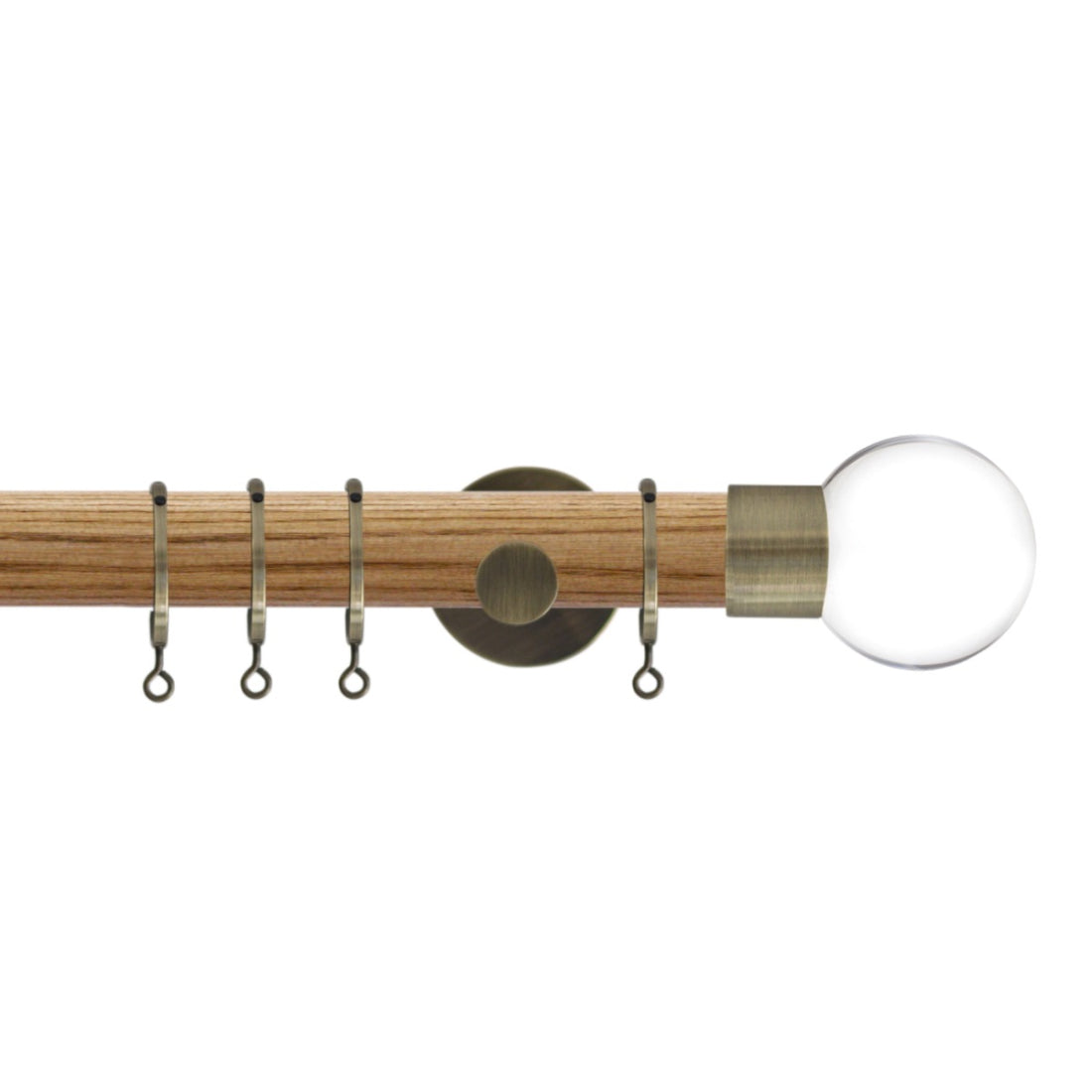 Jones Strand Clear Ball 35mm Metal Curtain Pole Finials (Pair) - Burnished Brass