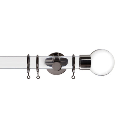 Jones Strand Clear Ball 35mm Metal Curtain Pole Finials (Pair) - Black Nickel