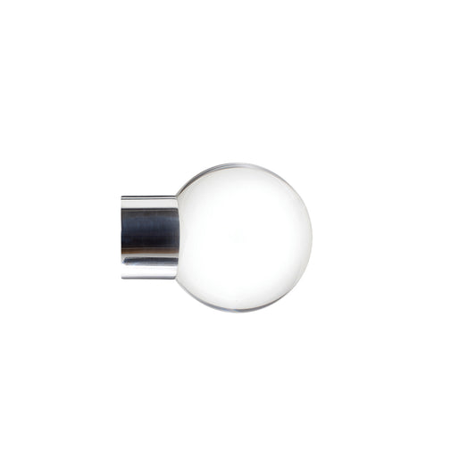 Jones Strand Clear Ball 35mm Metal Curtain Pole Finials (Pair) - Chrome