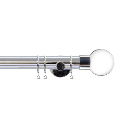 Jones Strand Clear Ball 35mm Metal Curtain Pole Finials (Pair) - Chrome