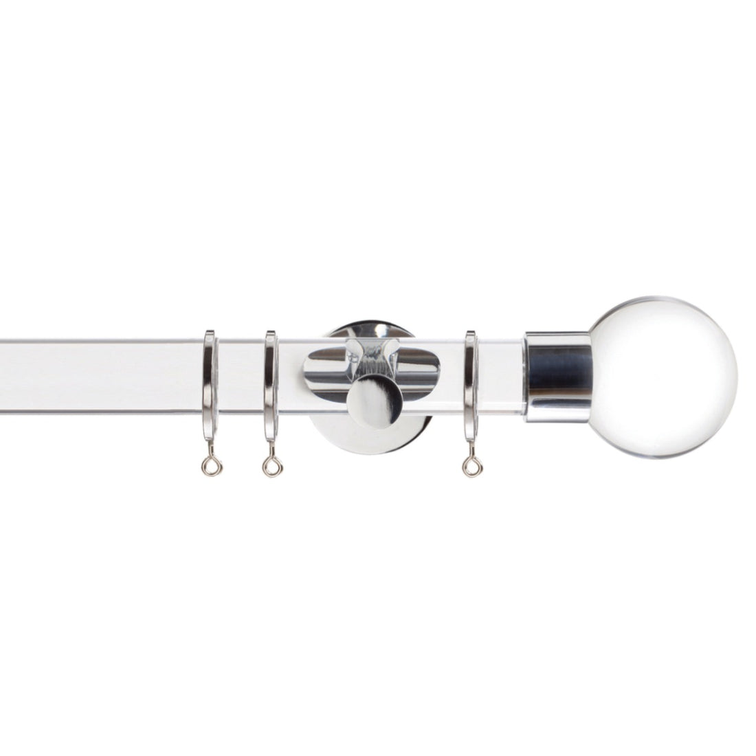 Jones Strand Clear Ball 35mm Metal Curtain Pole Finials (Pair) - Chrome